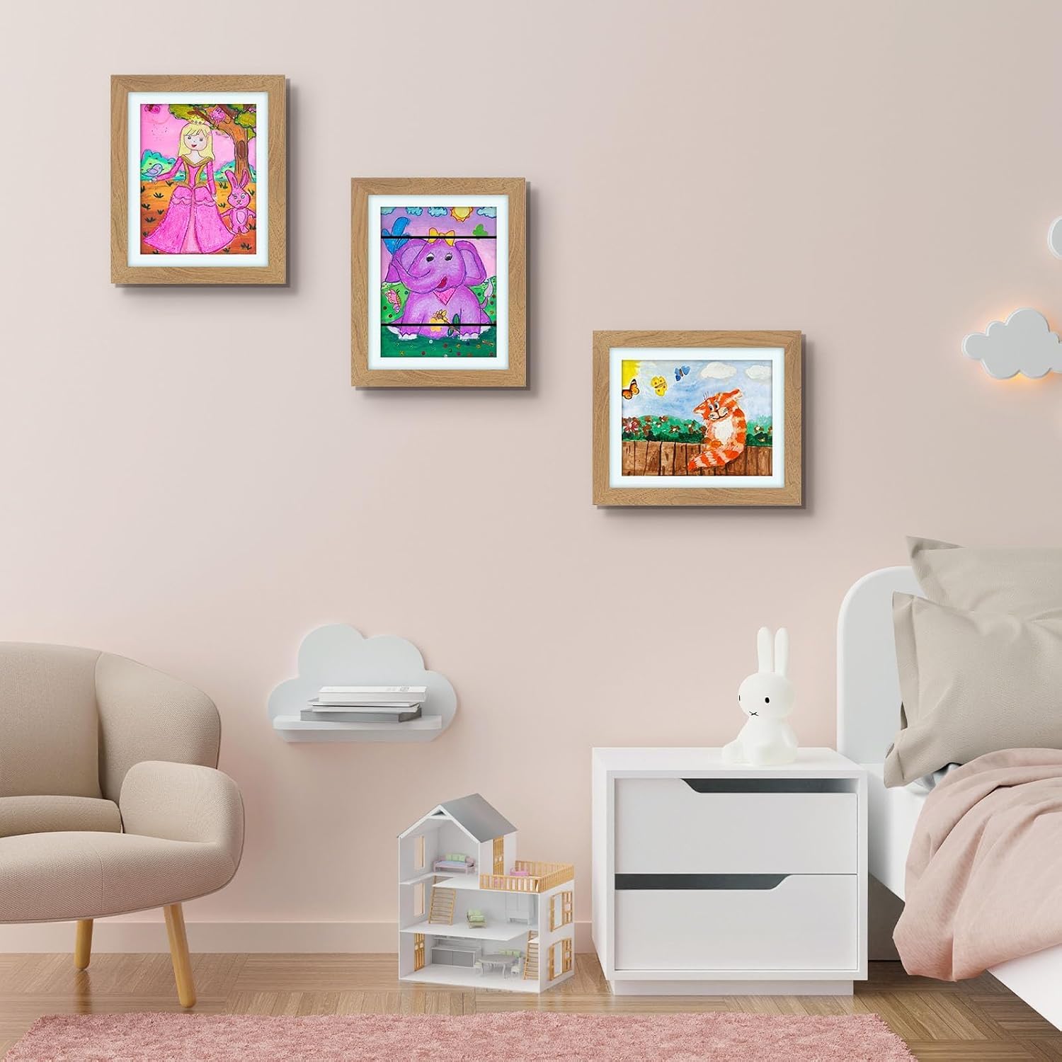 AUEAR, 2 Pack Kids Art Frames 10x12.5, Tan Color Art Frame for Kids Artwork Changeable - Front Opening, Wall Display for Artworks, Kids Drawings, Award Certificate, Crafts or Pictures