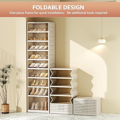 Miniatura 3 de Zapatero organizador para armario de entrada de 9 niveles, 18 pares de zapatos plegables de almacenamiento de zapatos, armario plegable para zapatos