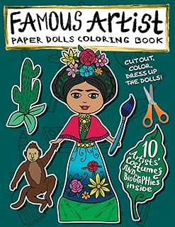 Famous Artist Paper Doll Coloring Book: Kids can Dress Up the Dolls in Costumes of 10 Different Well-Known Artists! Comes with a Biography for Each ... Art History! (Paper Doll Activity Books) - Buy now