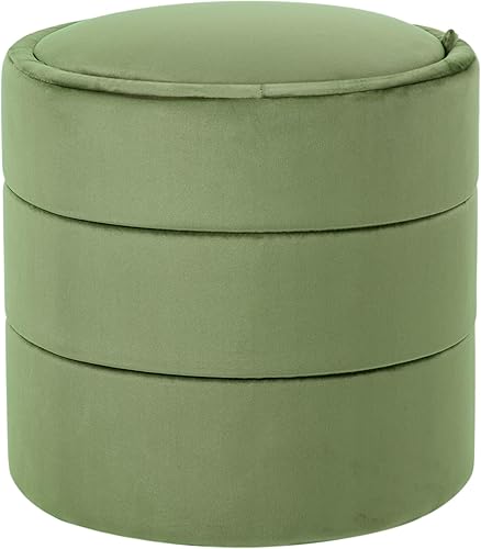 Miniatura 12 de HomePop Otomana redonda tapizada (sin tapa, solo asiento) | Decoración del hogar HomePop | Reposapiés redondo para puf - Cream Boucle Crema