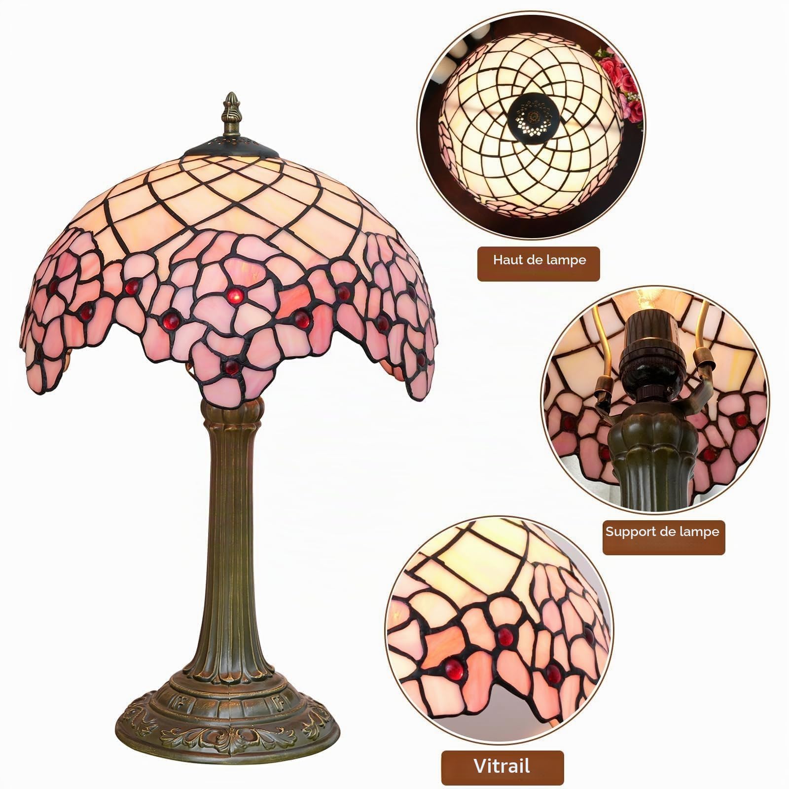 Tiffany lampe de table table de chevet chambre dortoir salon cuisine vitrail lampe beau cadeau de décoration de la maison mignon Sakura