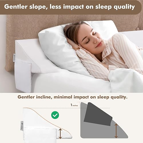 Vista 52 de Vekkia - Almohada triangular, cabecera para cama King, cierra los espacios de 0 a 6 pulgadas entre la cabecera y el colchón, color blanco, de 76 x