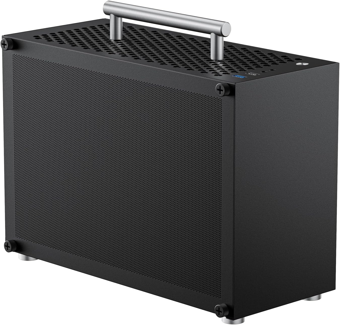 Mini ITX PC Case, Small Form Factor Computer Case, Support SFX/SFX-L PSU, HDD/SSD Drive Bays & 2 Fans Position Compatible, Portable ITX Gaming Case with Removable Handle - Black