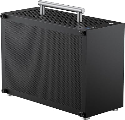 Mini ITX PC Case, Small Form Factor Computer Case, Support SFX/SFX-L PSU, HDD/SSD Drive Bays & 2 Fans Position Compatible, Portable ITX Gaming Case with Removable Handle - Black