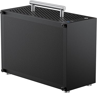Mini ITX PC Case, Small Form Factor Computer Case, Support SFX/SFX-L PSU, HDD/SSD Drive Bays & 2 Fans Position Compatible, Portable ITX Gaming Case with Removable Handle - Black