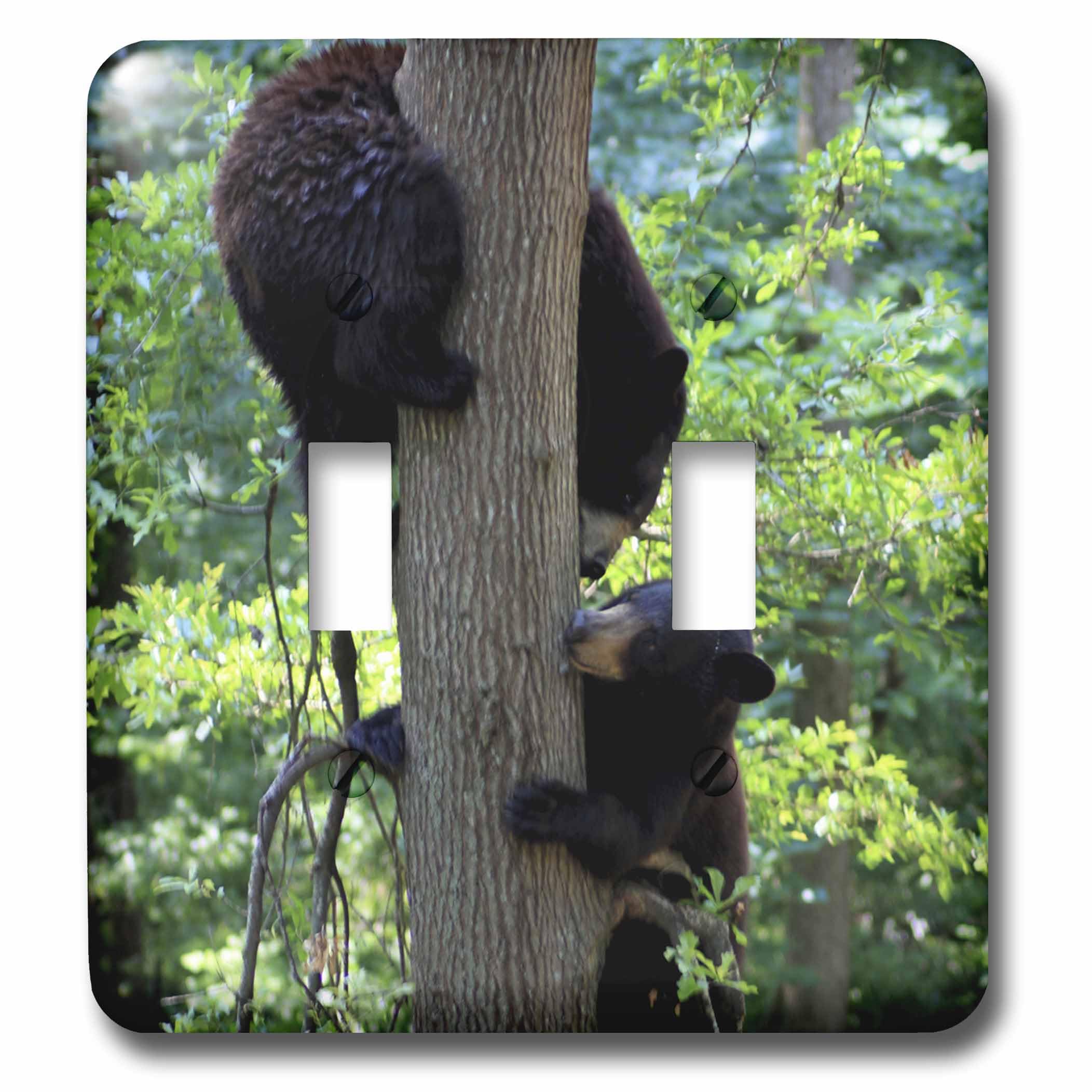 Double interrupteur deux ours dans l'arbre pour sublimer une chambre d'enfant ou un chalet