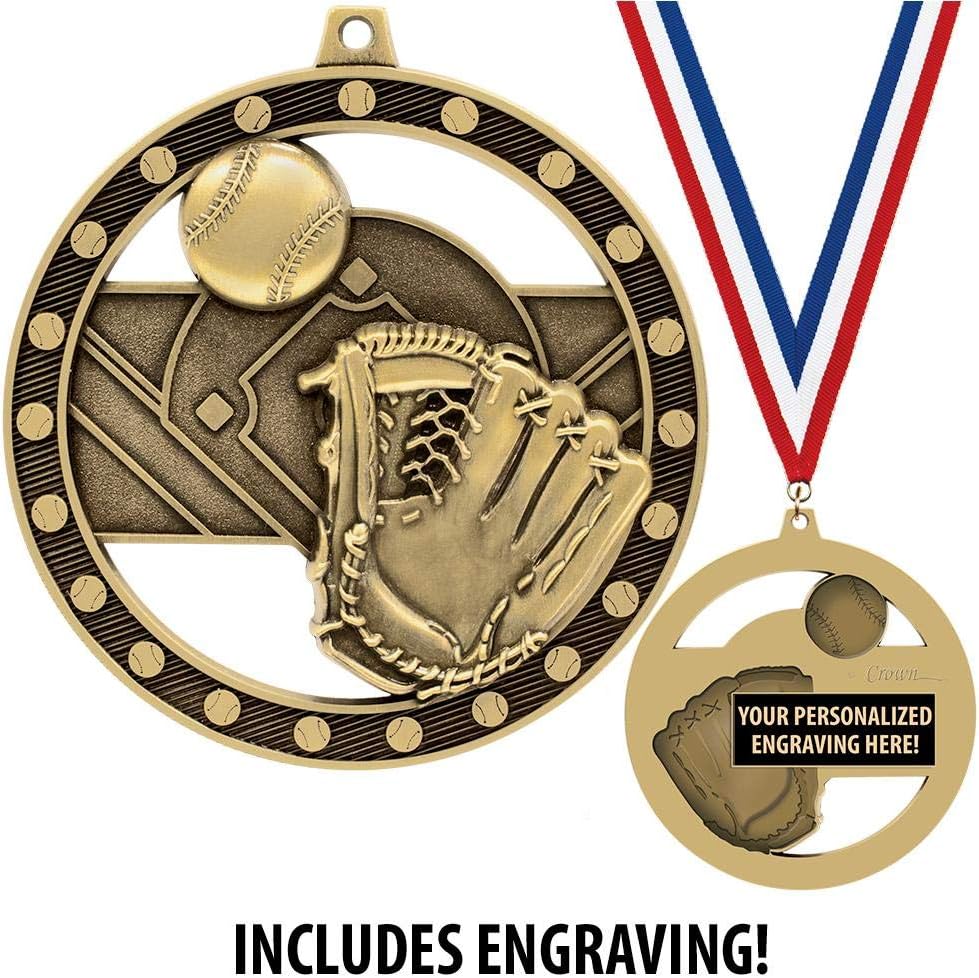 Crown Awards Baseball Medals, 3" Massive Rimz Baseball Award Medal with Custom Engraving Included