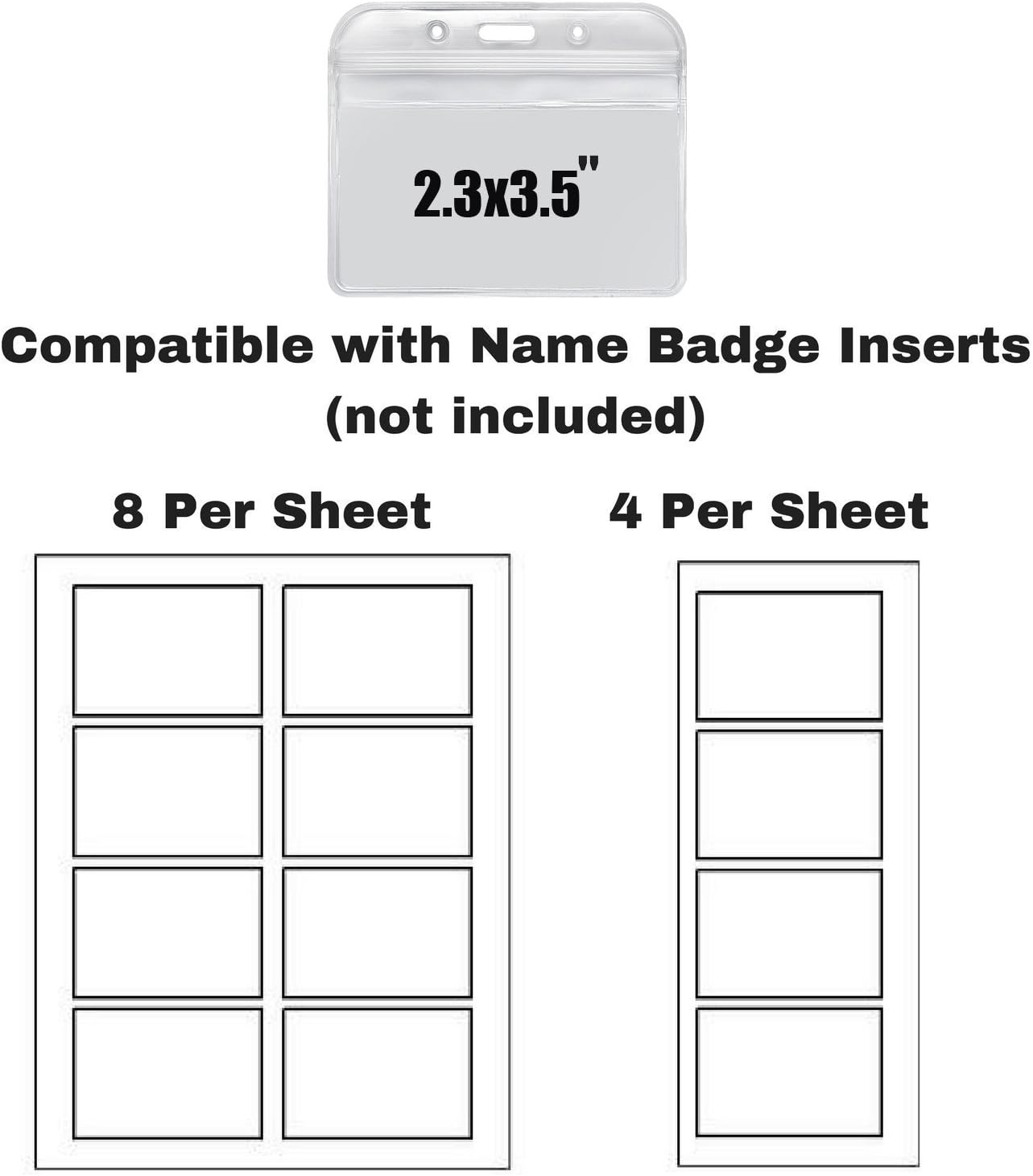YOUOWO 12 Pack Horizontal ID Card Badge Holders 3.2 x 3.85 inches, Fits 2.3 x 3.5 Name Tag Insert Waterproof Punched Zipper Resealable Clear Plastic Labels Credit Cards - Image 6