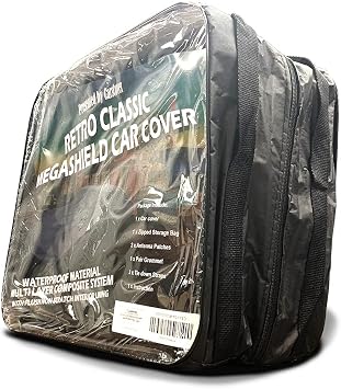 CarsCover Retro Classic Megashield Car Cover Heavy Duty All Weatherproof Waterproof Automobiles Indoor Outdoor Snow Rain Dust UV Protection Full Auto Vehicle Covers (Fit up to 225 inch Length)