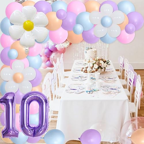 Miniatura 3 de 85 decoraciones de cumpleaños Groovy 10 cumpleaños, decoración de fiesta de un solo dígito morado para niñas, decoración de fiesta de un solo dígito