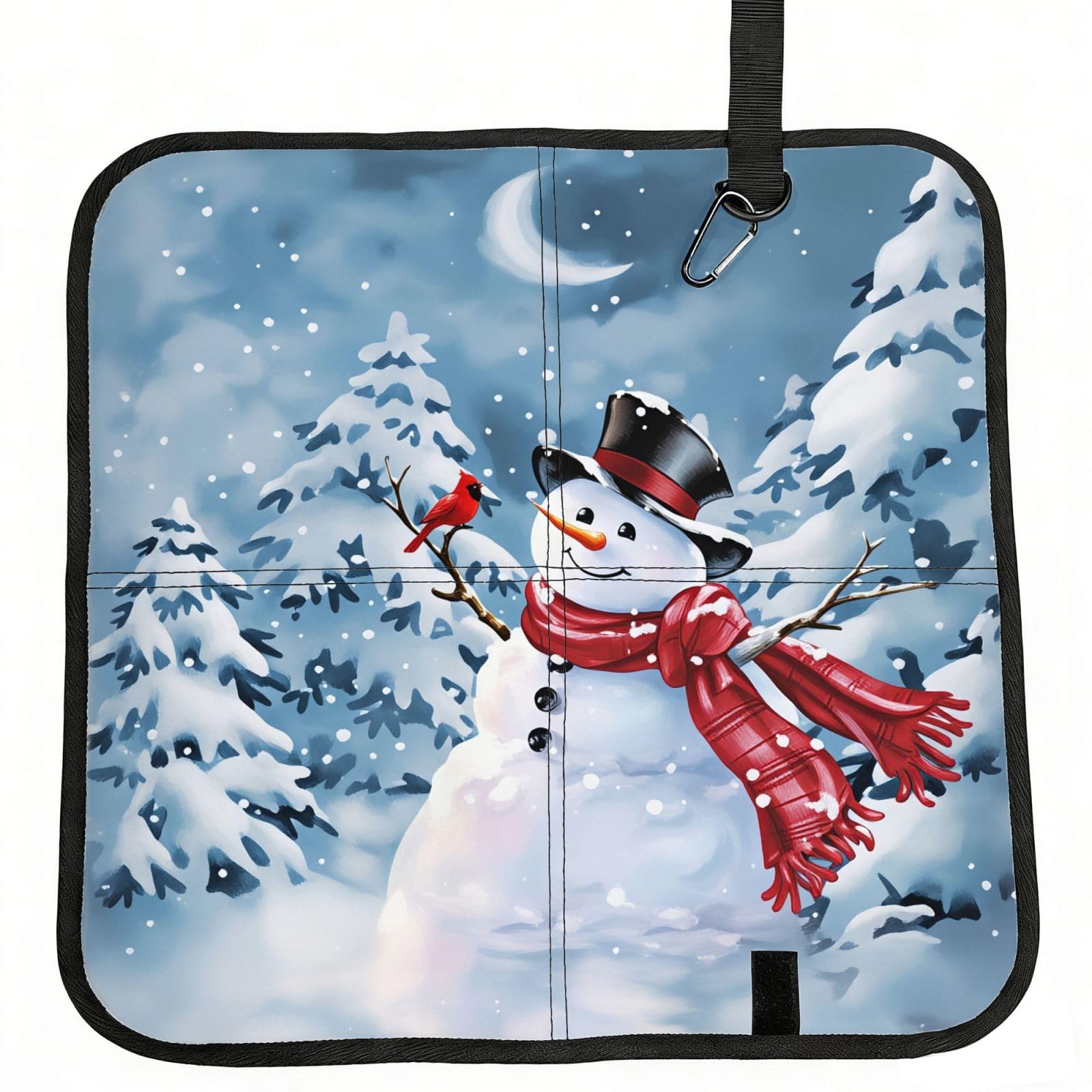 SDEGTHO Snowman Print Padded Seat Pad Folding Cushion Waterproof Bench Mat Portable Outdoor Rest Mat 15.8"