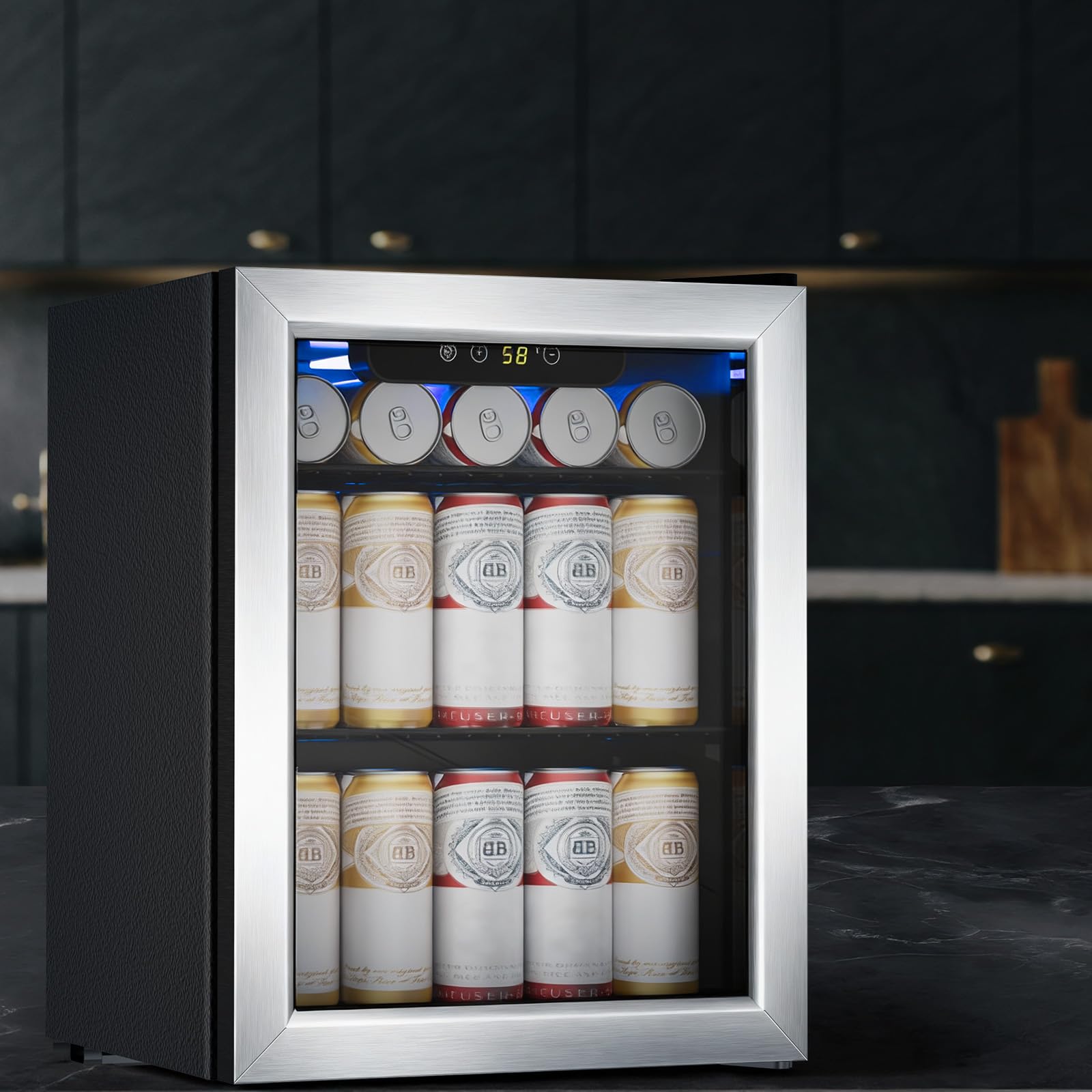 COWSAR 1.7 Cu. Ft Mini Beverage Refrigerator, 68 Cans, 16 Bottles Compact Drink Cooler with Glass Door & Touch Controls for Home, Office Bar on Fridge.com