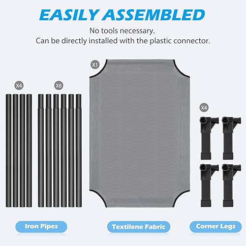 Miniatura 7 de Heeyoo Cama elevada para perro, cuna elevada para mascotas con malla transpirable lavable a prueba de mordidas y marco de metal, cama portátil para