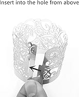 Vista 3 de Envolturas para velas, 50 unidades, portavelas de té, envolturas decorativas para velas sin llama en bodas, festivales, vacaciones, fiesta de Blanco