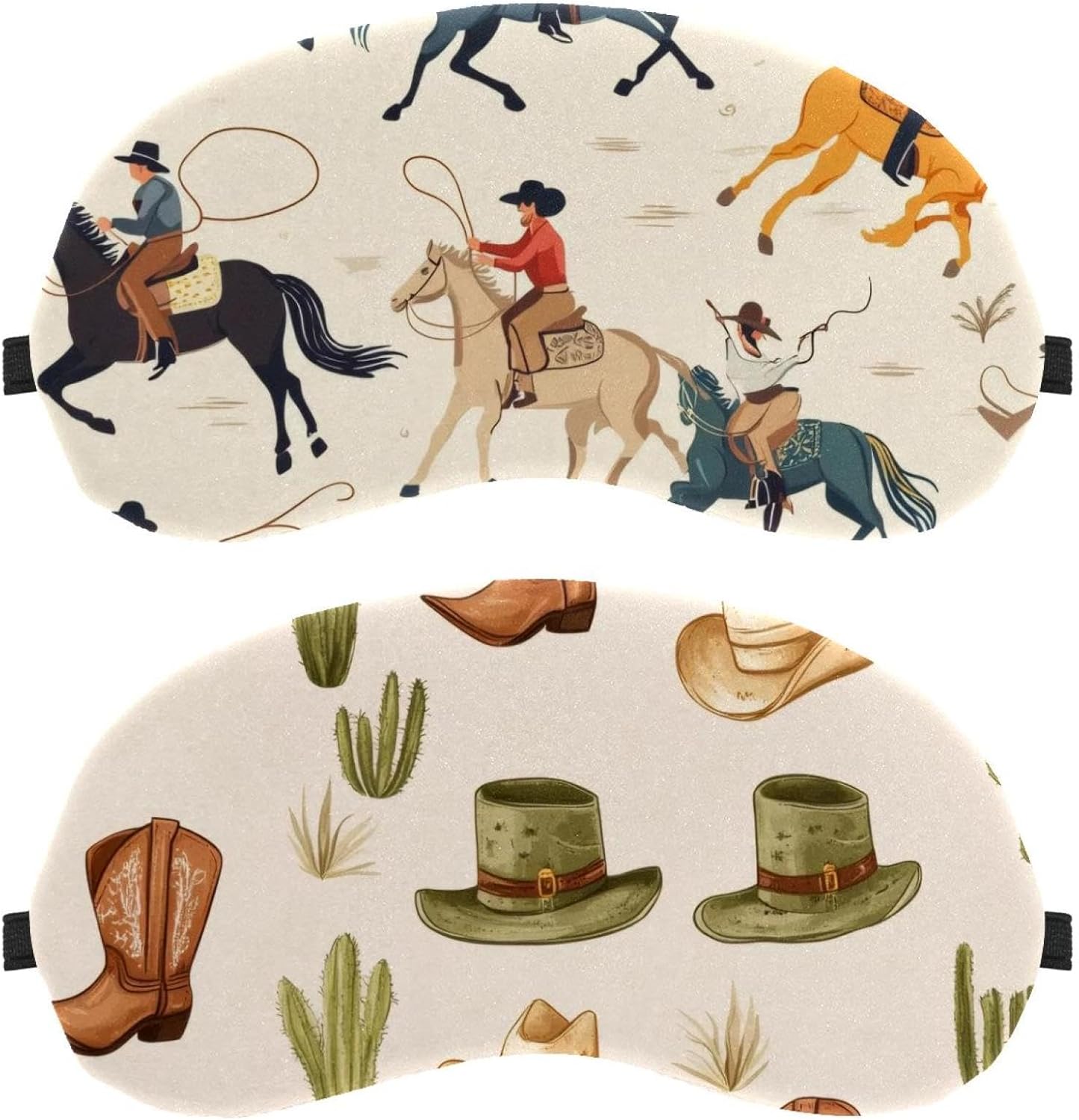2 pezzi maschera per dormire stivali da cowboy occidentali cactus berretti per dormire morbida copertura per gli occhi per viaggi, pisolini, aerei, blocco della luce