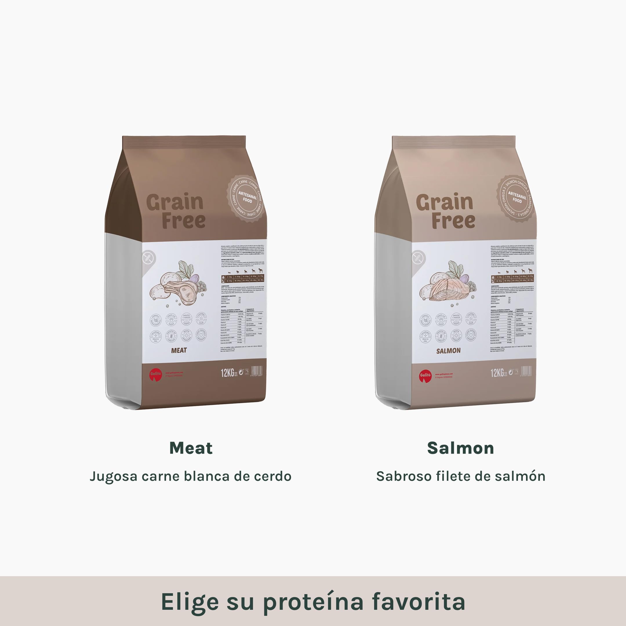 GALITO Pienso para Perros Salmón 12 kg | Sin gluten, Monoproteico animal, Hipocalórico, Prebióticos, Con vitaminas