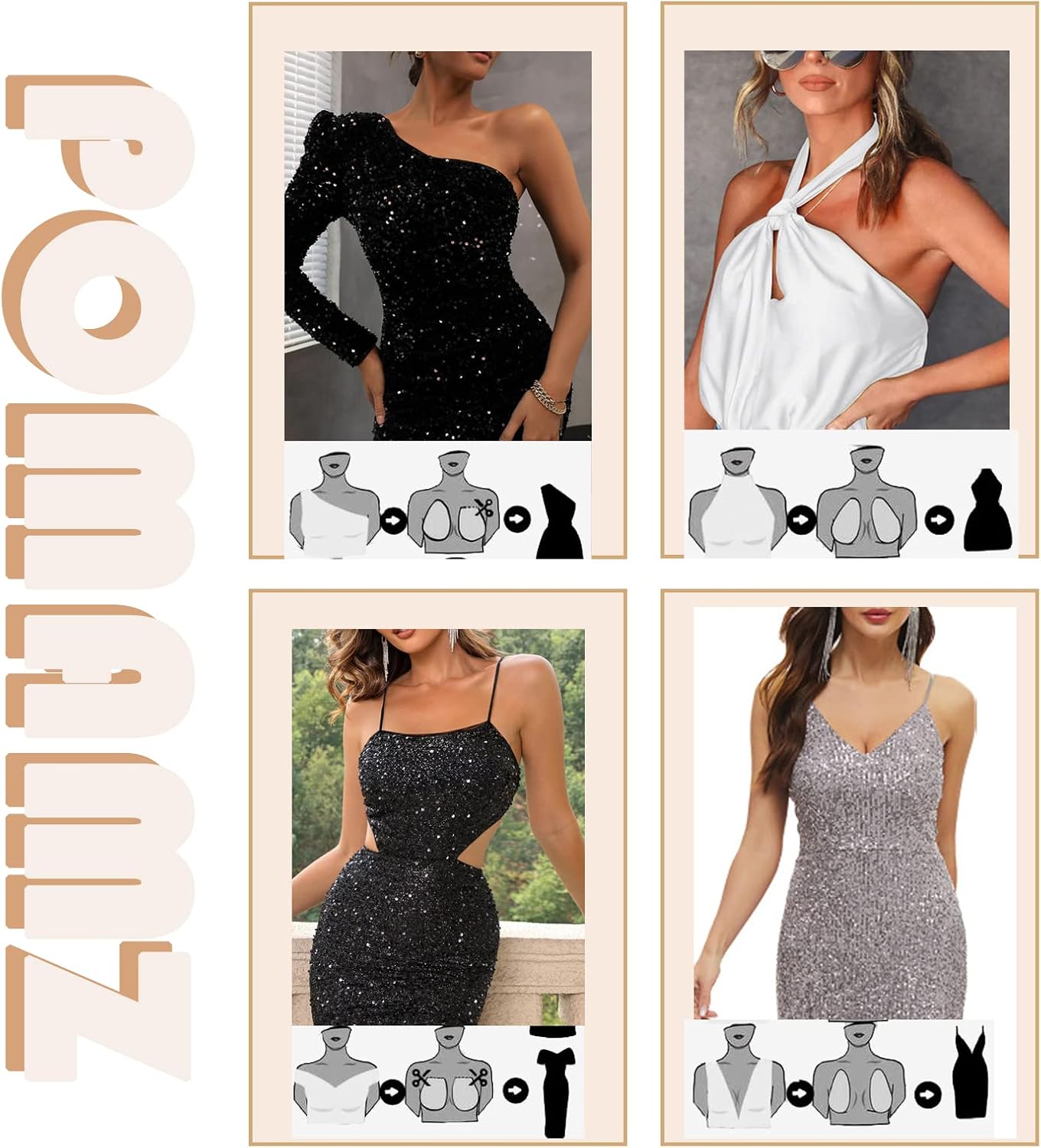 Miniatura 7 de POMAMZ 2 pares de cinta de levantamiento de senos con cinta adhesiva de realce de senos, cinta adhesiva invisible con 2 pares de cubiertas para