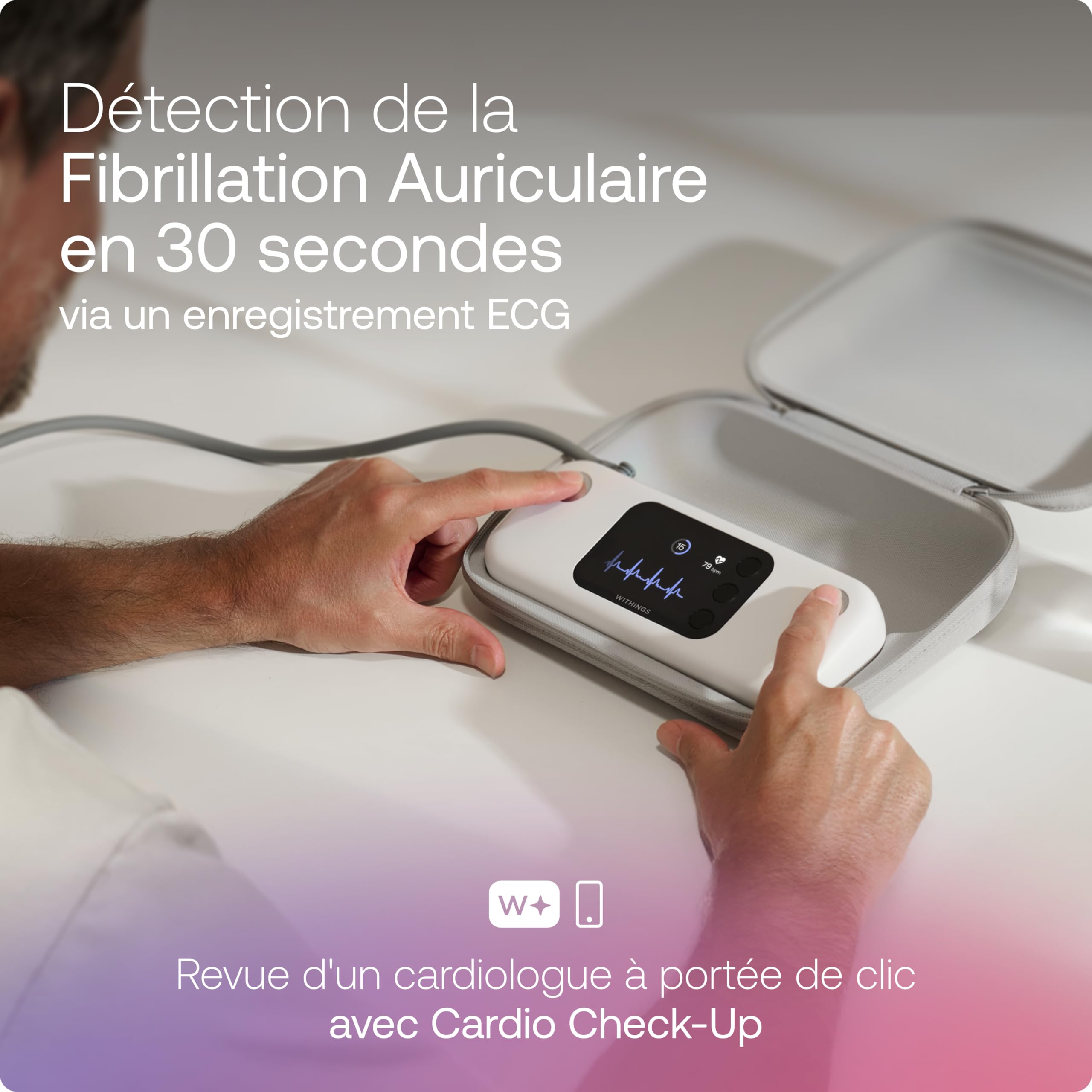 Withings BPM Vision, Tensiomètre avec ECG, 2-en-1 | 2-en-1 : tension & ECG 30 s (FA), tensiomètre connecté, Wifi & Bluetooth, iOS & Google Health