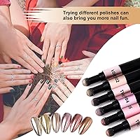 Vista 2 de RoseFlower - Juego de 6 bolígrafos metálicos de polvo para uñas color oro rosa cromado, pigmento para arte de uñas, brillo brillante, con efecto