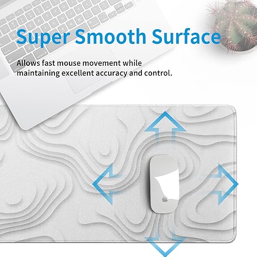 Miniatura 7 de Alfombrilla de mouse grande para juegos de geometría sólida, alfombrilla de mouse blanca para juegos, alfombrilla de escritorio grande con borde