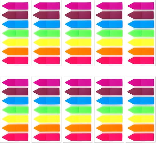 Miniatura 1 de 1400 pestañas para firmar aquí, 7 colores brillantes con dispensador de bandera de flecha, pestañas de fecha, notas adhesivas de clasificación de