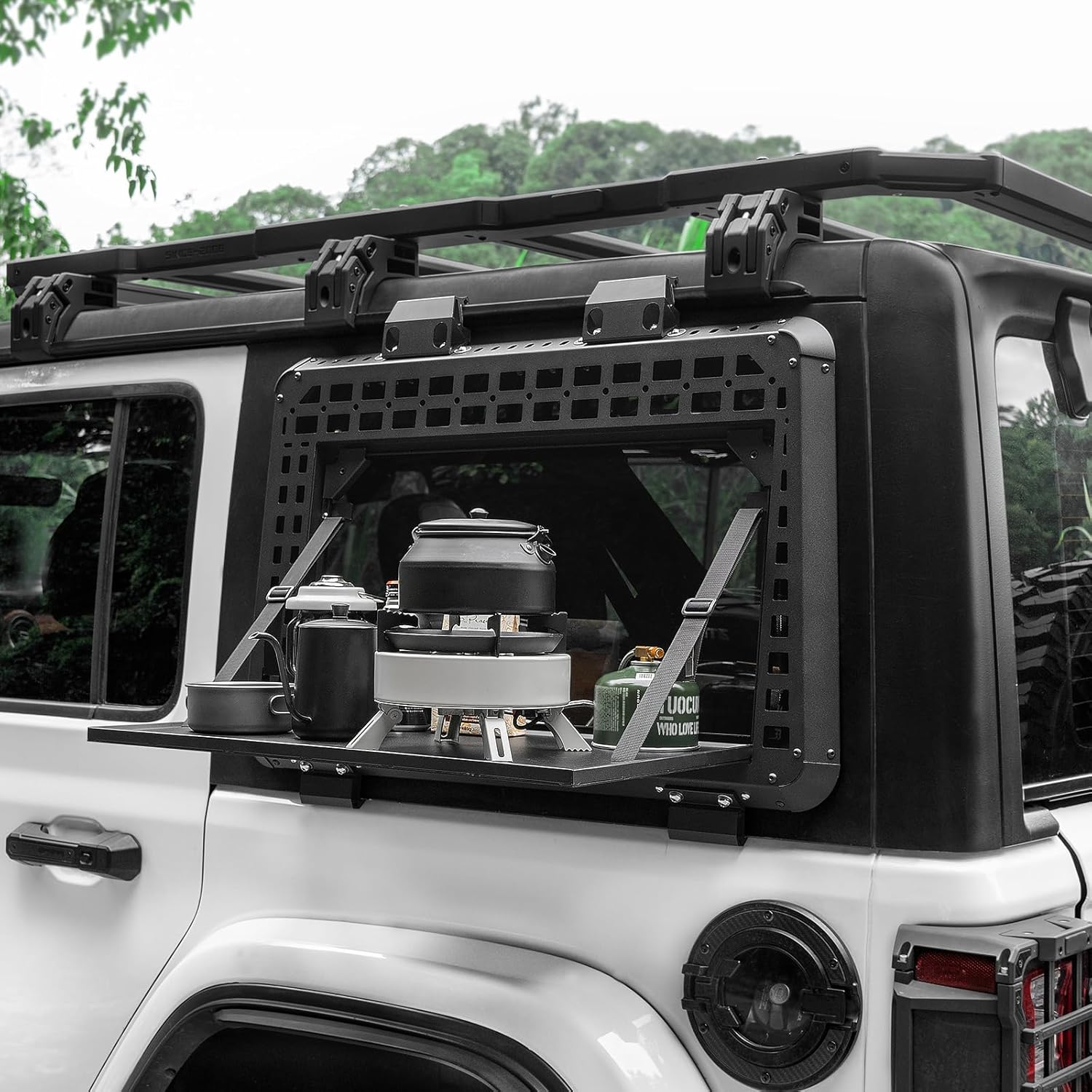 Rear Side Window MOLLE Panel – Tactical Modular Storage Panel for MOLLE Accessories, Rear Window Organizer for Jeep Wrangler JL 2018–2025 Accessories, Driver Side