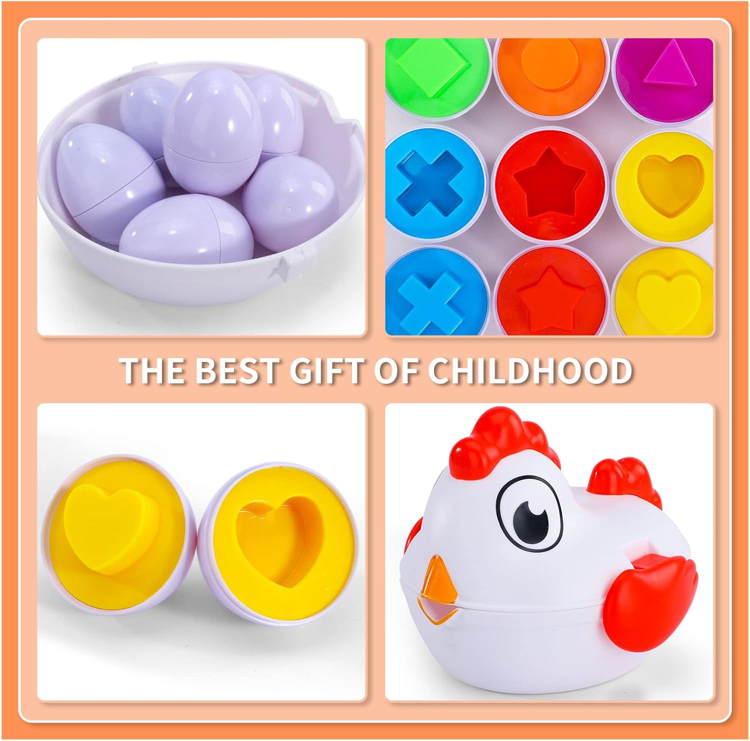 Toddlers Easter Chicken Eggs Matching Toys for Boys Girls 2 3 4 5 Years, Colors & Shape Matching Game, Preschool Sensory Fine Motor Skills Development Toy, Birthday Gifts for Baby Boys Girls