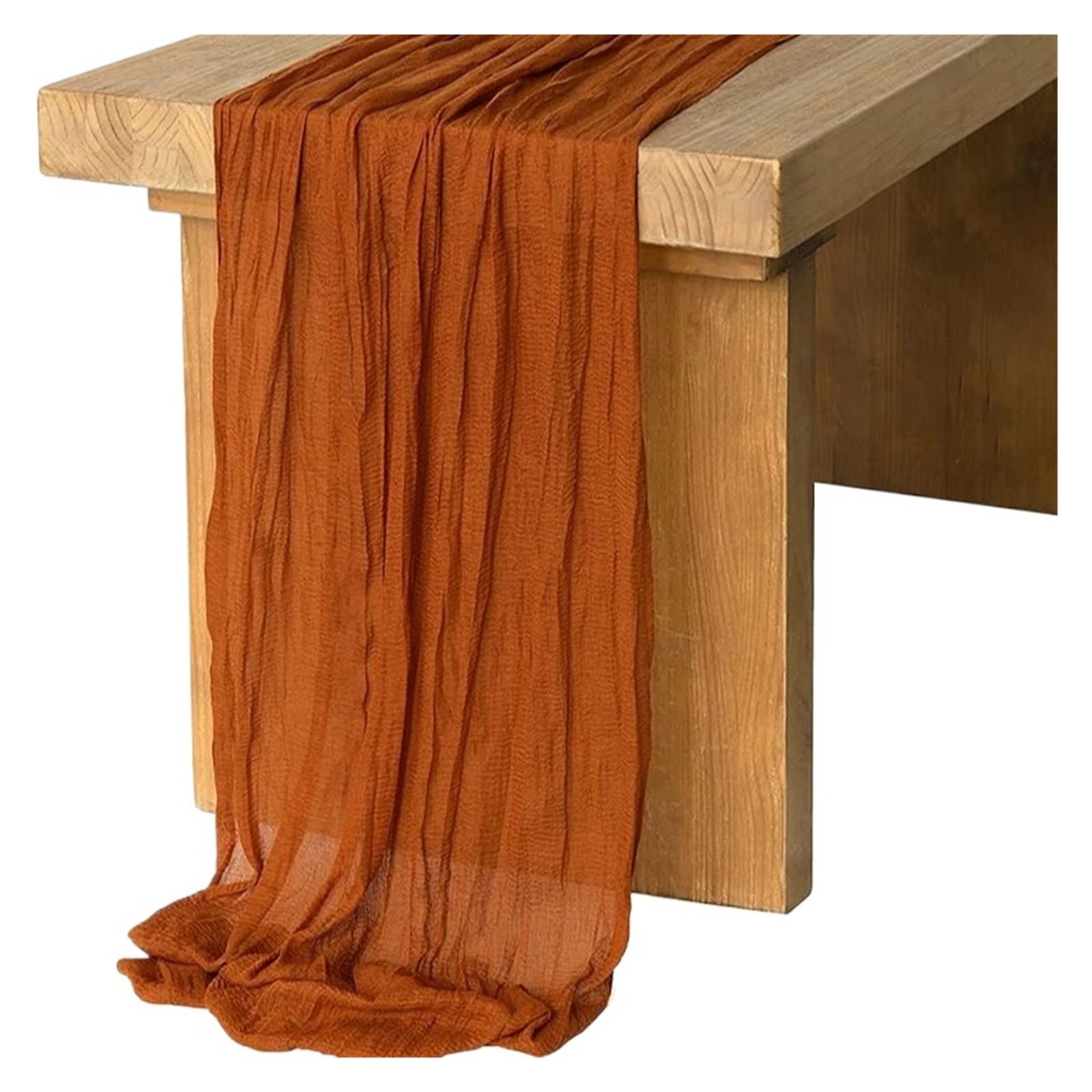 Chiffon Table Runner Table Runner Gauze Wedding Decoration Tablecloth Shower(RUST,90X180cm)