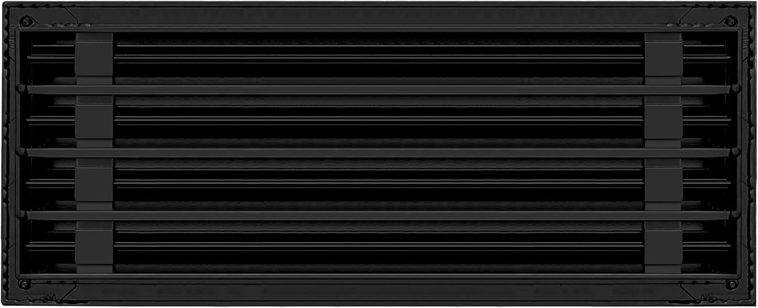 BUILDMART - 20x8 Modern AC Vent Cover - Decorative Black Aluminum Air Vent - Standard Linear Slot Diffuser - Heating and Cooling Register Grille for Ceiling, Walls & Floors - Texas Buildmart