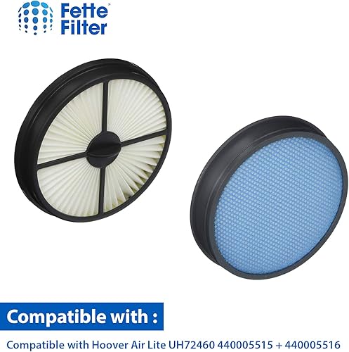 Miniatura 5 de Filtro Fette  Juego de filtros de vacío compatible con Hoover UH72460, UH72465 Air Lite Compact y Elite modelos Parte # 440005515 (Primario) y