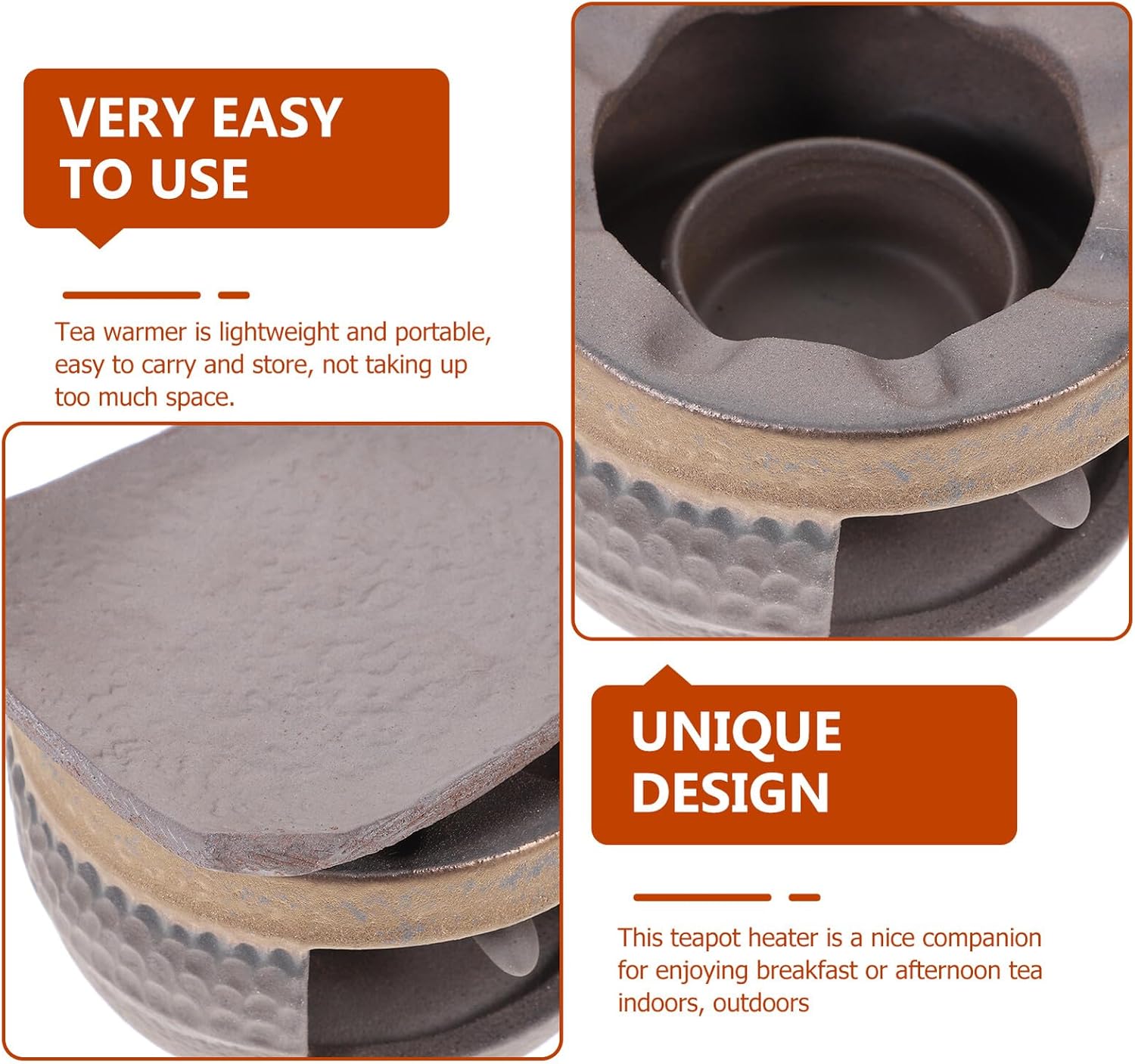 Ceramic Teapot Warmer with Candle Stand Retro Tea Light Holder Portable Tea Heater for Living Office Warmer