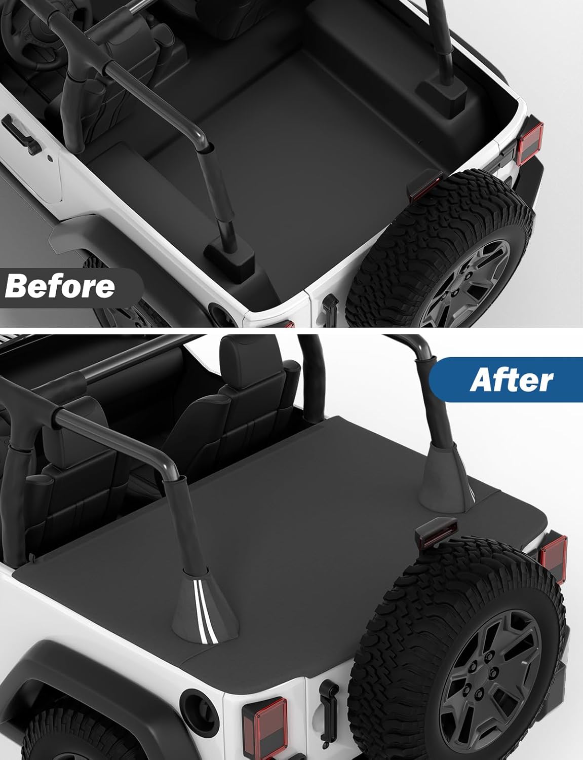 JOYTUTUS Tonneau Cover for Wrangler JK 2 Doors, Cargo Trunk Cover Tailgate Cover for 2007-2018 Wrangler JK