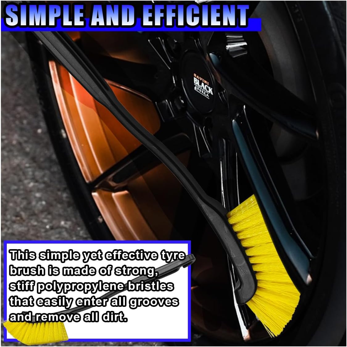 Car Wheel Cleaning Brush, Hard Bristle Automotive Tire Detailing Brushes, Multifunctional Vehicle Crevice Scrub Brush, 12'' Car Interior Washing Tool for Home (1PC)