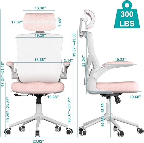 Miniatura 2 de FOKESUN Silla de oficina ergonómica, silla de escritorio de malla con respaldo alto cojín de espuma moldeada, colgador de abrigos, reposacabezas