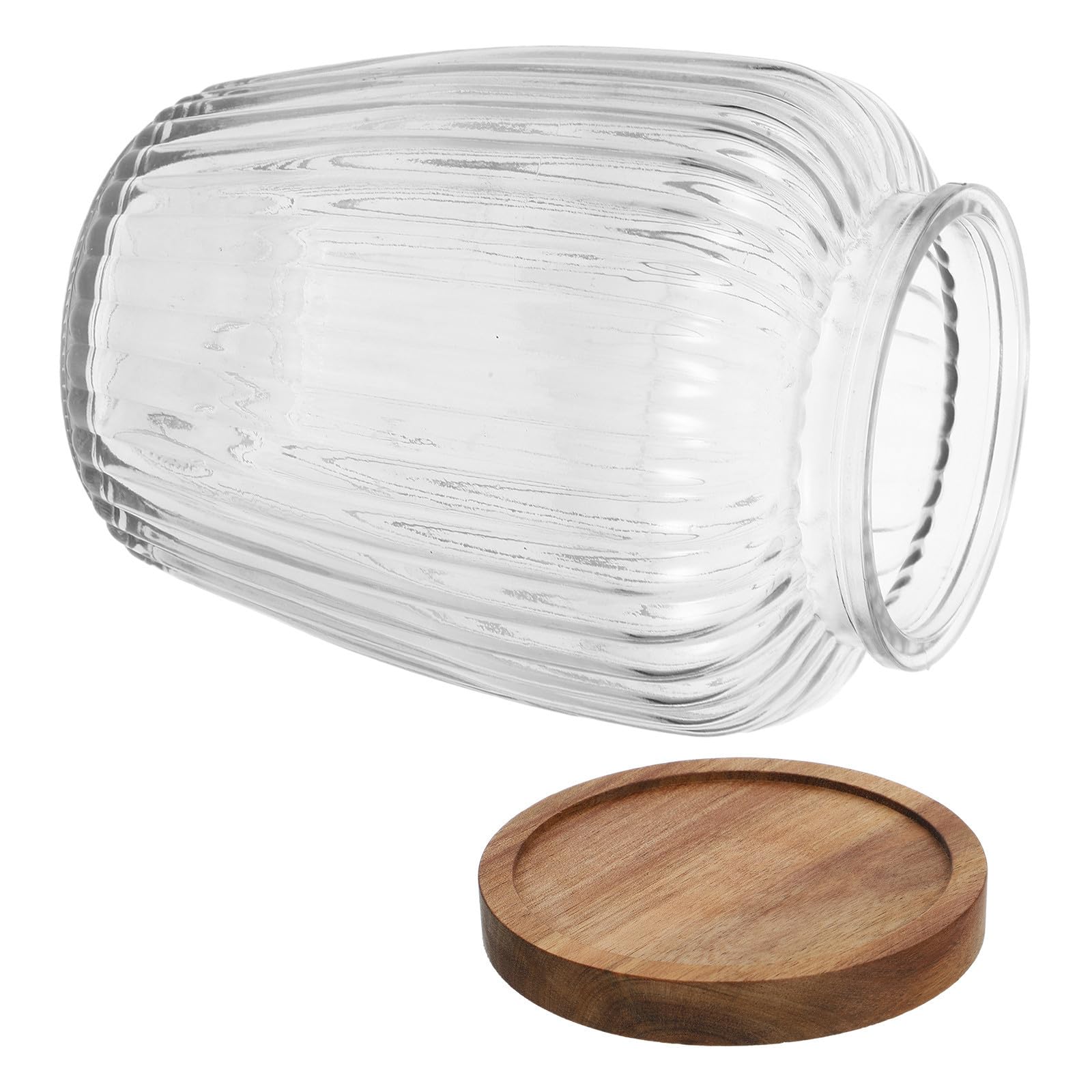 Tarro de 2200ml para Almacenamiento de Alimentos en Cocina de Vidrio Transparente con Tapa Hermética de Madera Adecuado para Organizar Granos y Dulces Hogar