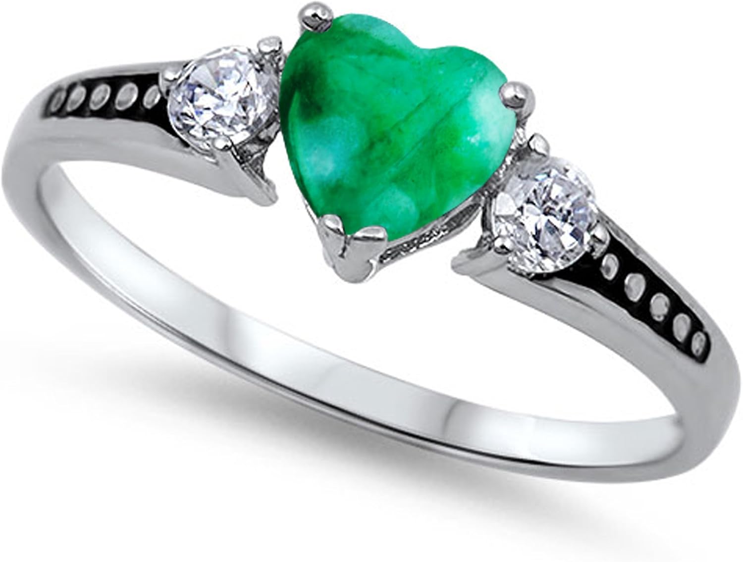 CHOOSE YOUR COLOR Sterling Silver Heart Promise Ring