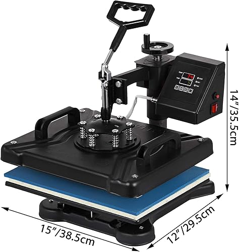 Miniatura 2 de 6 en 1 Combo máquina de prensa de calor para camiseta sombrero taza placa, multifuncional Swing Away 360 grados rotación digital sublimación