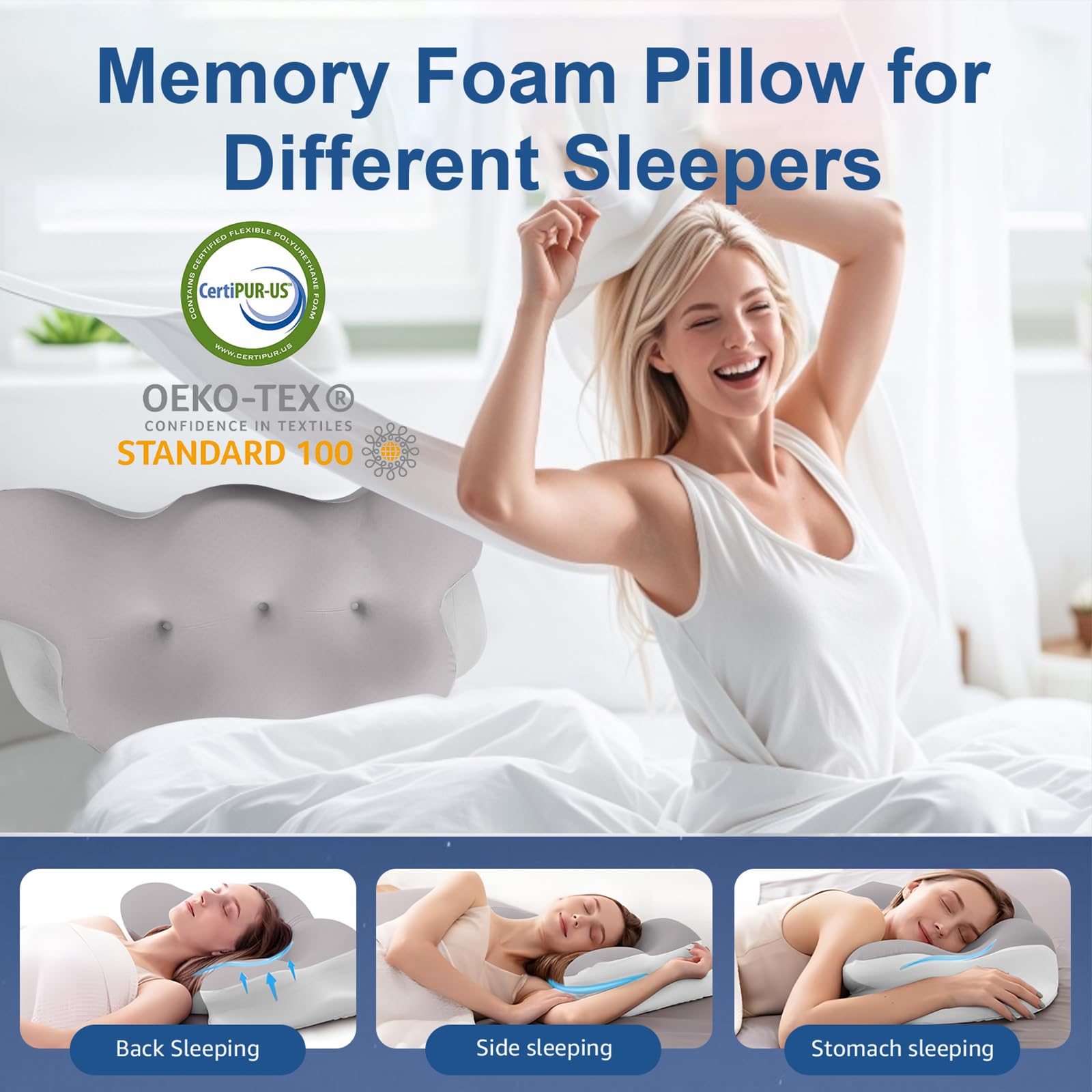 Almohada cervical para el cuello, almohadas para dolor de cuello y hombros, almohada de contorno, almohadas de cuello, almohada para aliviar el dolor de cuello, almohadas de lado para adultos,