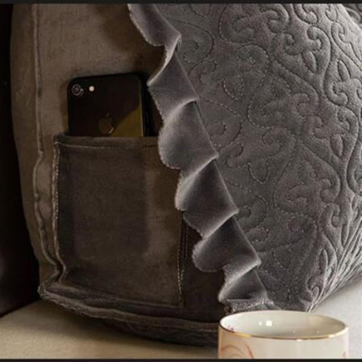 BedHead Pillow Triangular Backrest Cushion, Wedge-Shaped BedHead Rest Reading Pillow, Detachable, Used for BedHead Cushion Rest Reading Pillow (Color: Beige, Size: 80 * 50 * 20cm)