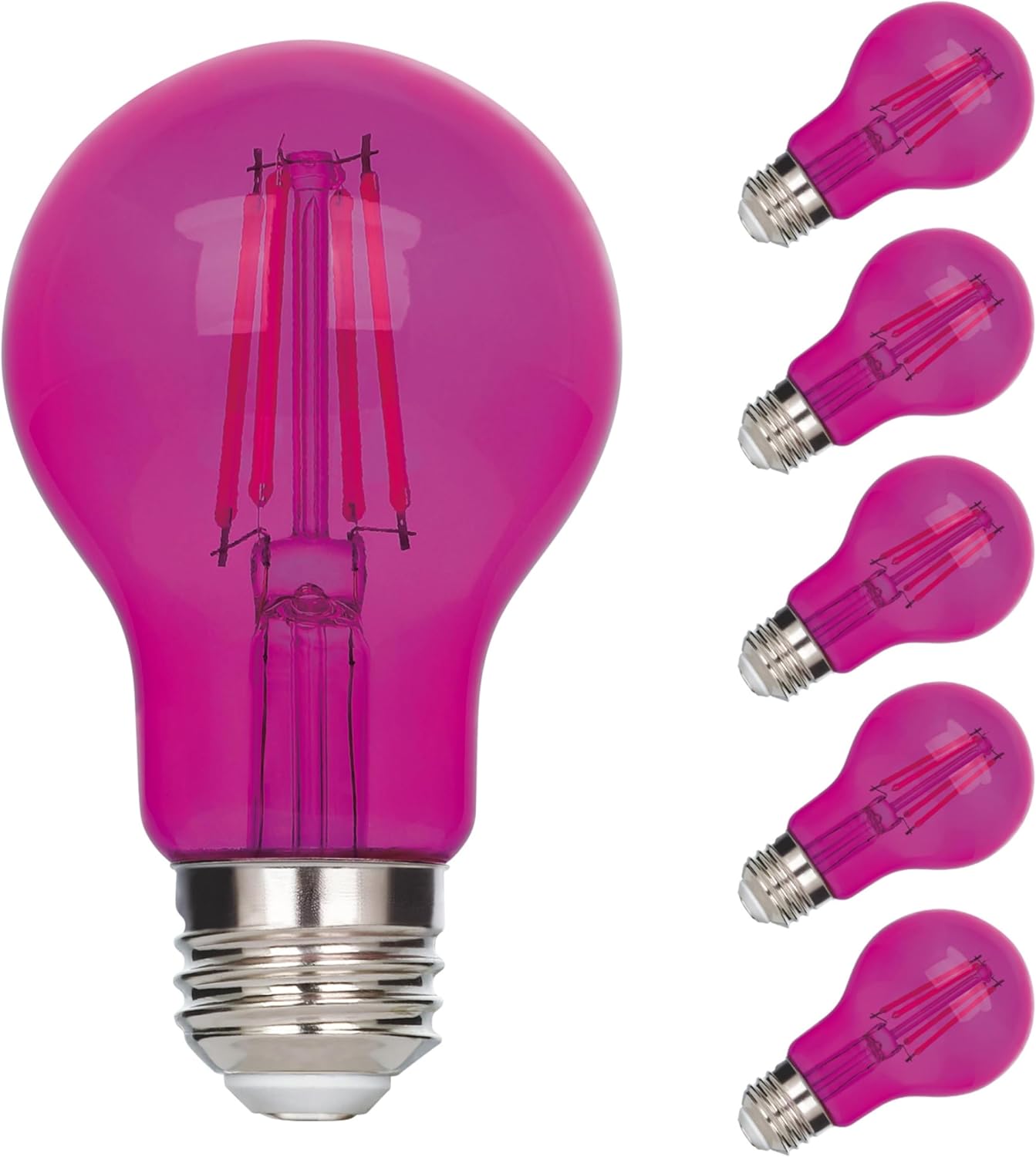 Westinghouse 5368020 4.5 Watt (40 Watt Equivalent) A19 Omni Filament Pink LED Light Bulb Medium (E26) Base, 6-Pack