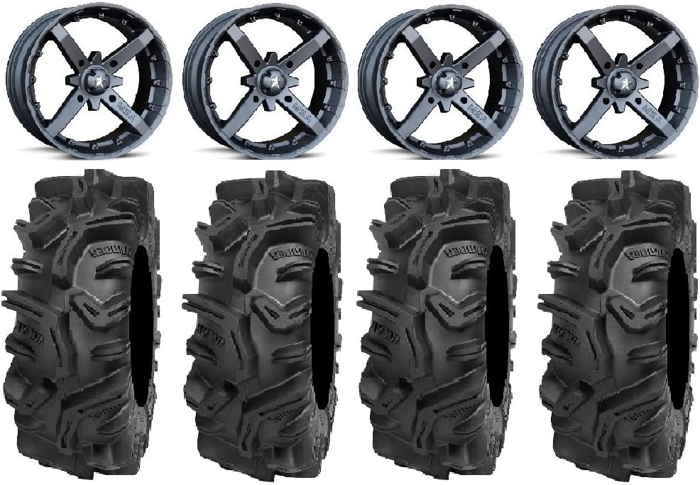 Bundle 9 Items MSA Black Battle 14" ATV Wheels 30