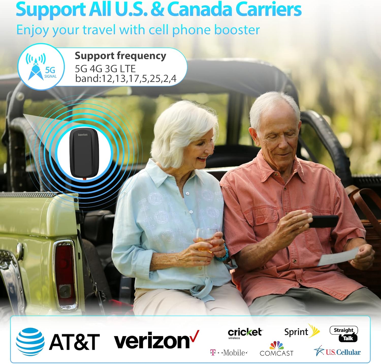 superbars cell phone signal booster for truck rv suv camping bendable antenna upgraded version cell phone booster for all u s carriers verizon