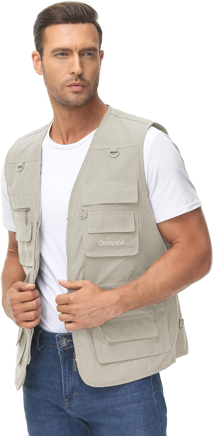 Lentta Men's Fishing Vest Summer Outdoor Lightweight Work Photo Vest 16 Pockets - Image 2