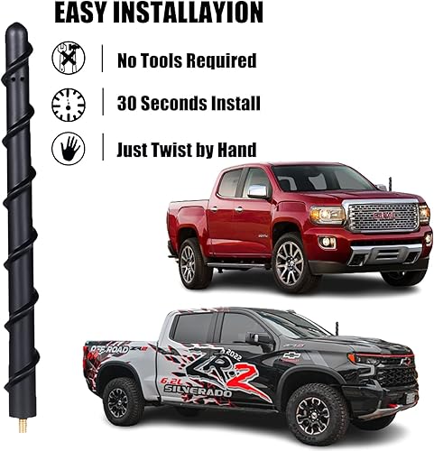 Miniatura 2 de Antena corta de 7 pulgadas compatible con Chevy Silverado y GMC SierraDenali 1500 2500 3500 2006-2023, repuesto de antena de goma en espiral, antena
