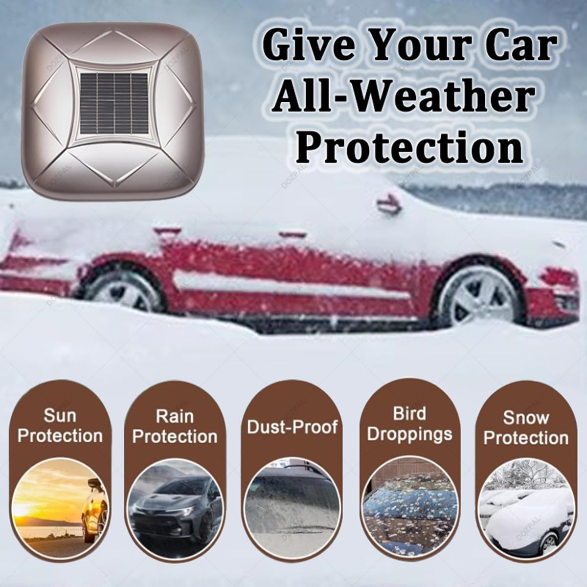 Funda para Coche Totalmente automática con Carga Solar para Uso Interior y Exterior, protección contra el Sol y la Intemperie, Funda retráctil eléctrica con Control Remoto Inteligente D-YM