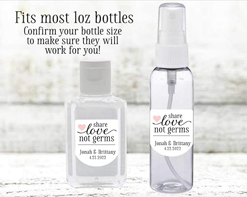 Miniatura 6 de Wedding Favor Labels - 30 Personalized Sanitizer Stickers, Share Love Not Germs, fits PocketBac