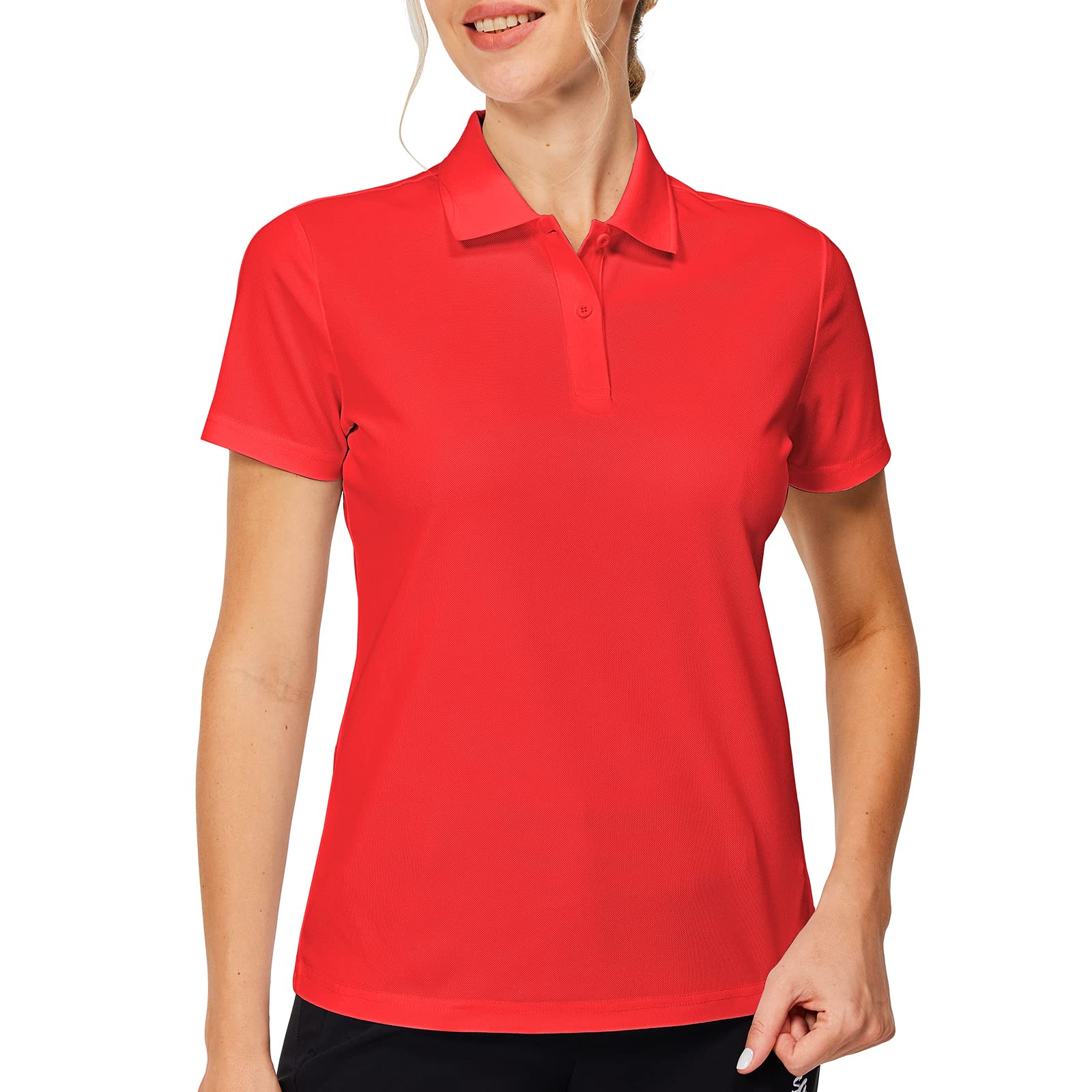 Casei Womens Polo Shirts Golf Shirts Quick Dry Moisture Wicking Black and White Polo Shirt X-Large Red