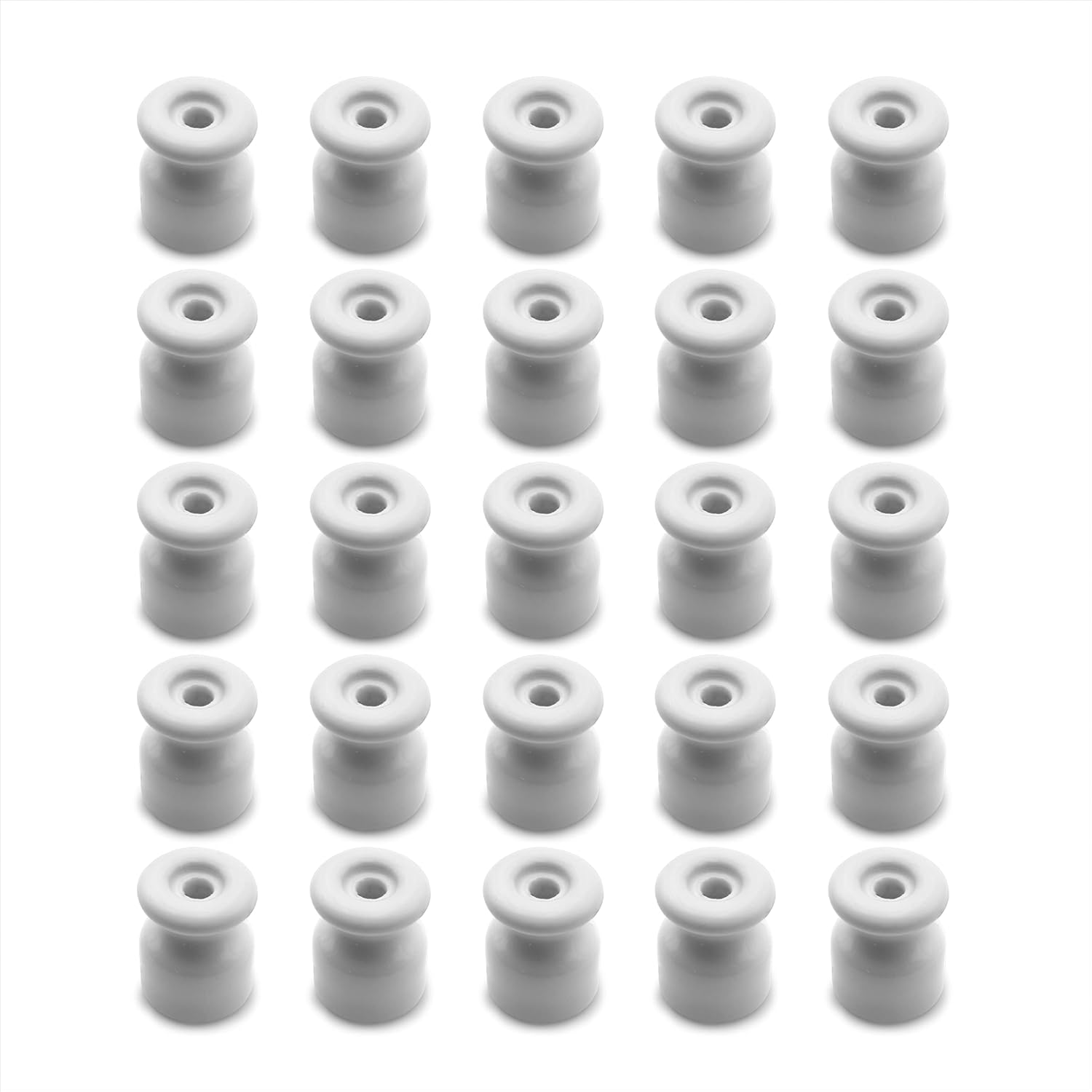 Cable clip with screws and dowels. 25 vintage stained porcelain insulators for wall braid cable installations WHITE