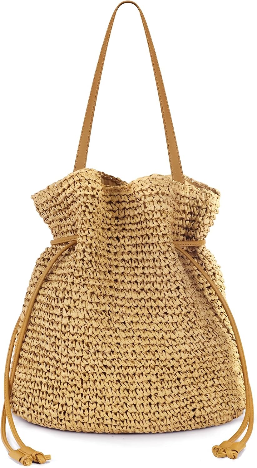 Hand Woven Straw Purses for Women 2025, Adjustable Large Beach Bag Summer Beach Tote Shoulder Bag for Vacation - Image 4