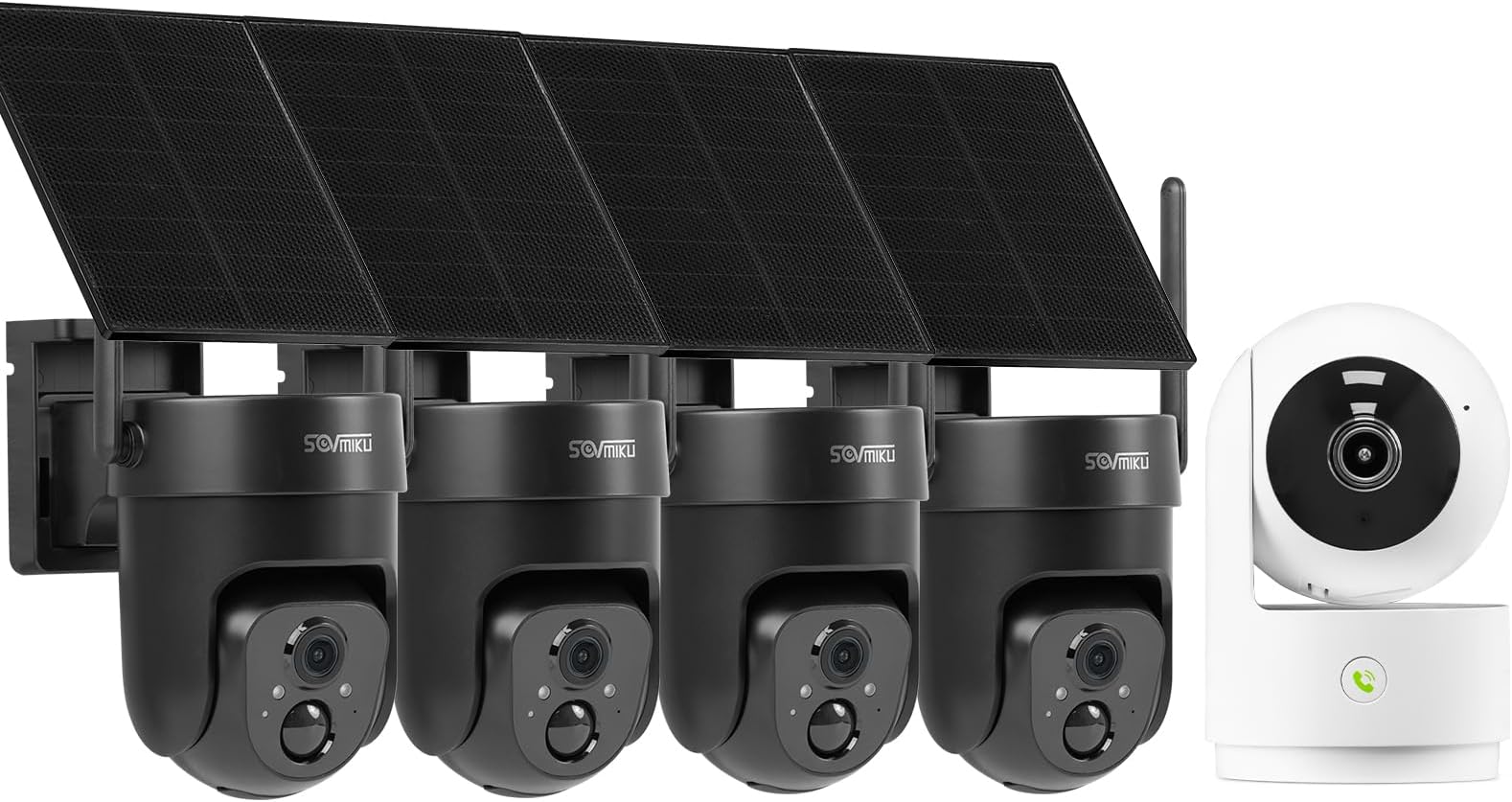 Vicohome 4QB 2K AI Solar Security Camera Wireless Outdoor,CA43 Indoor Camera, Plug-in, AI Tracking, Color Night Vision, Two Way Audio, Motion Detection, Easy to Setup, Audible Flashlight Siren